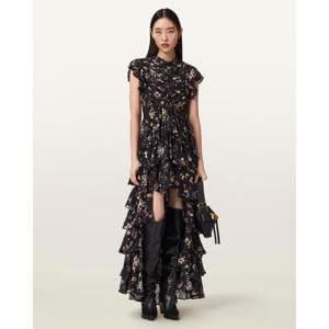 AllSaints Shaela Floral Frill Maxi Dress